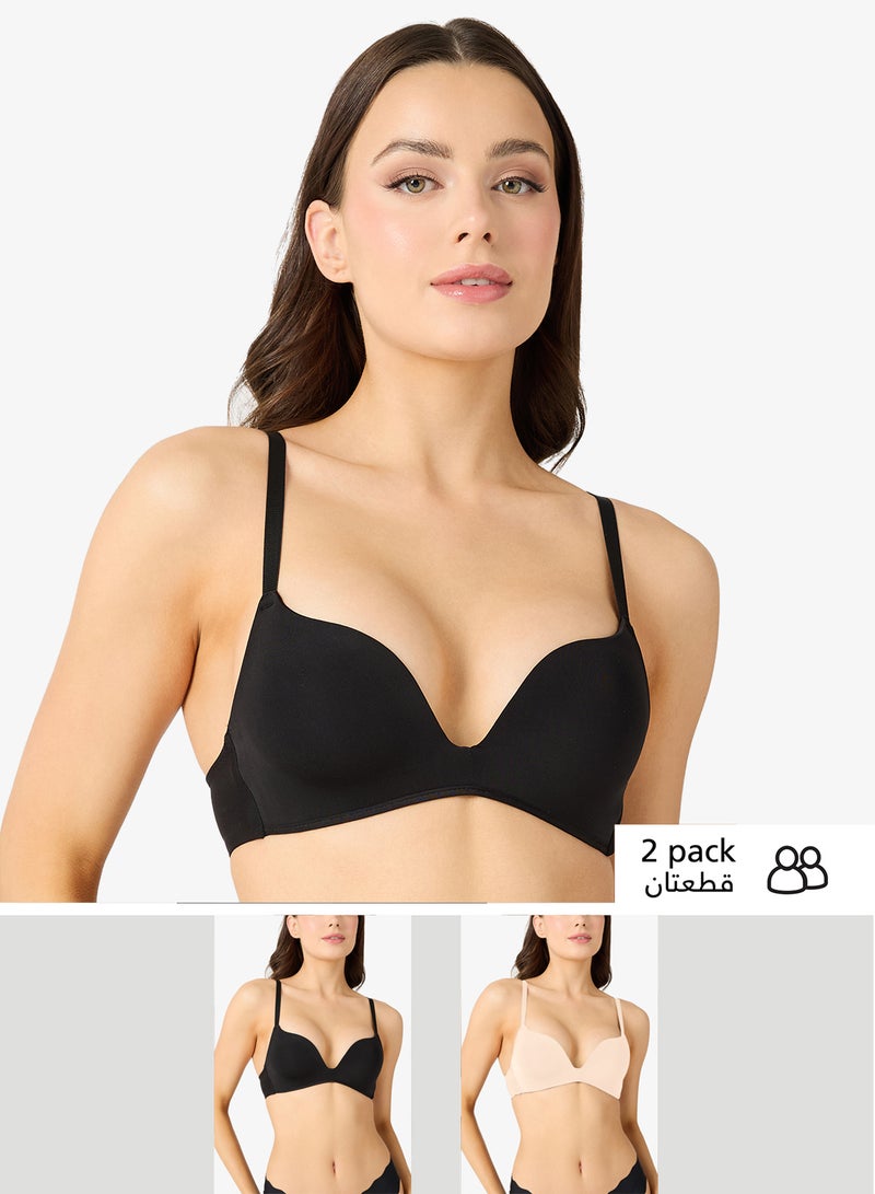 جينجر صدرية مبطنة بدون أسلاك بتصميم مريح وفتحة صدر عميقة لرفع الصدر قطعتين - Image 1